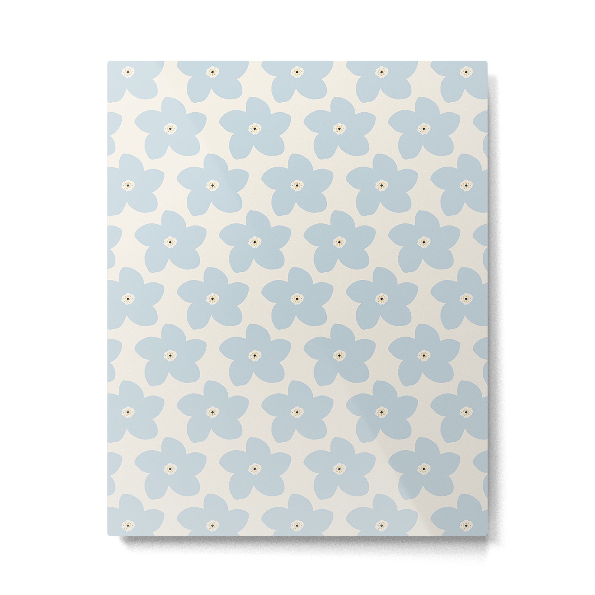 Light Blue And Cream Retro Flower Metal Print Gallery Image 4