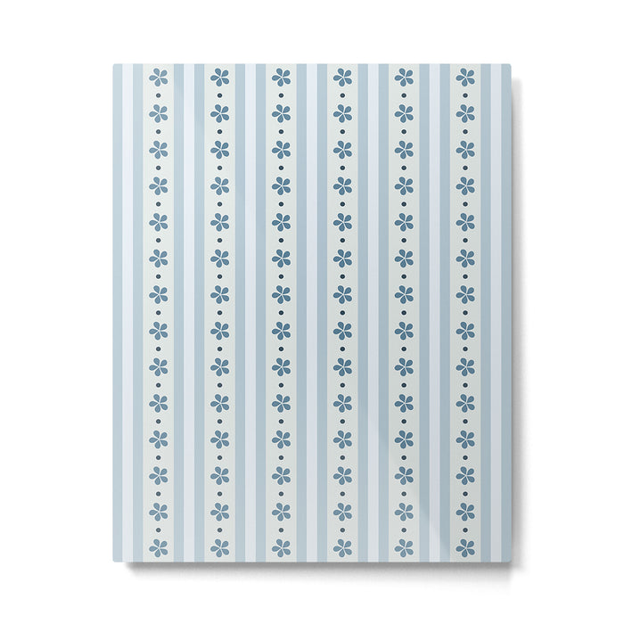 Light Blue Stripes And Flowers Metal Print Gallery Image 1