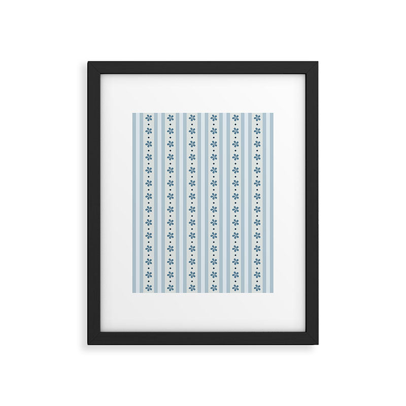 Light Blue Stripes And Flowers Framed Art Print Gallery Image 5