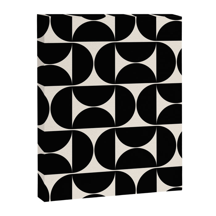 Mid Century Modern Abstract Pattern Black And Cream White Canvas Print Gallery Image 1