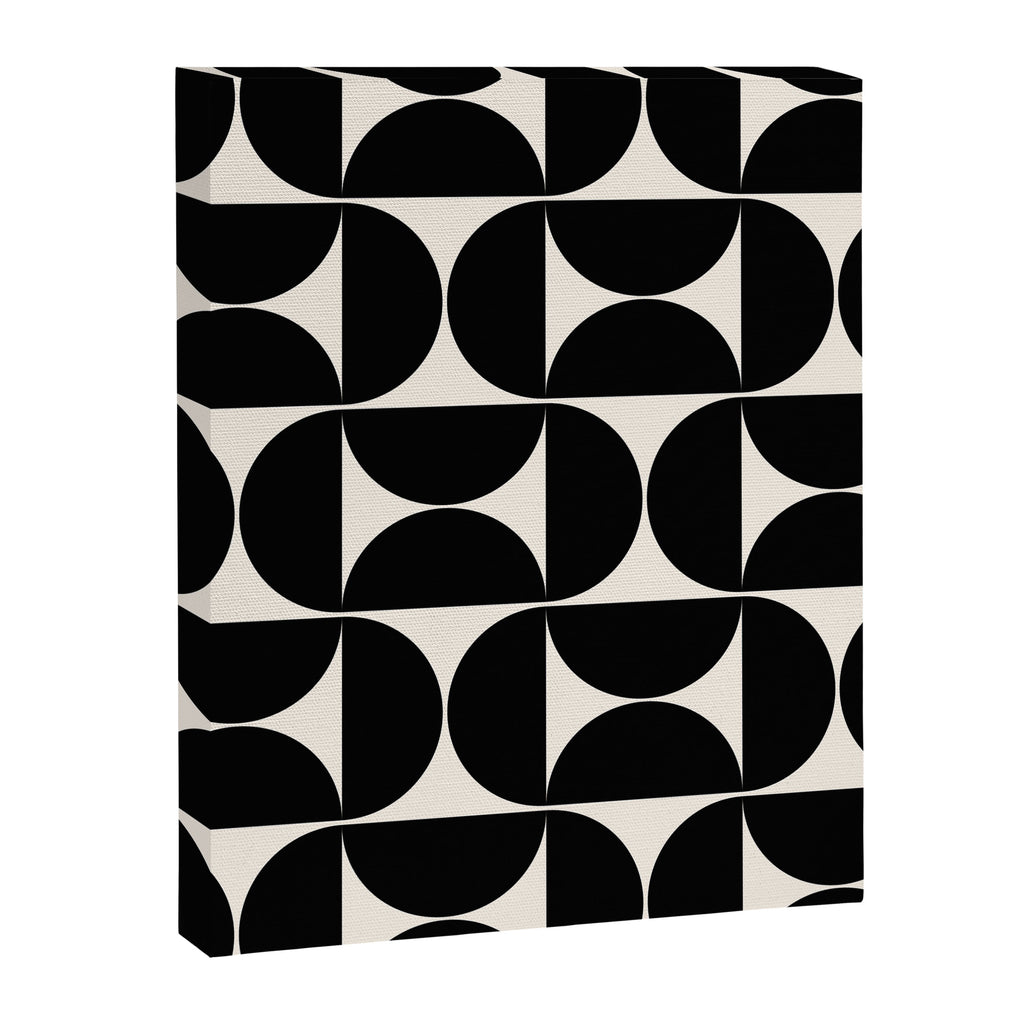 Mid Century Modern Abstract Pattern Black And Cream White Canvas Print Gallery Image 6