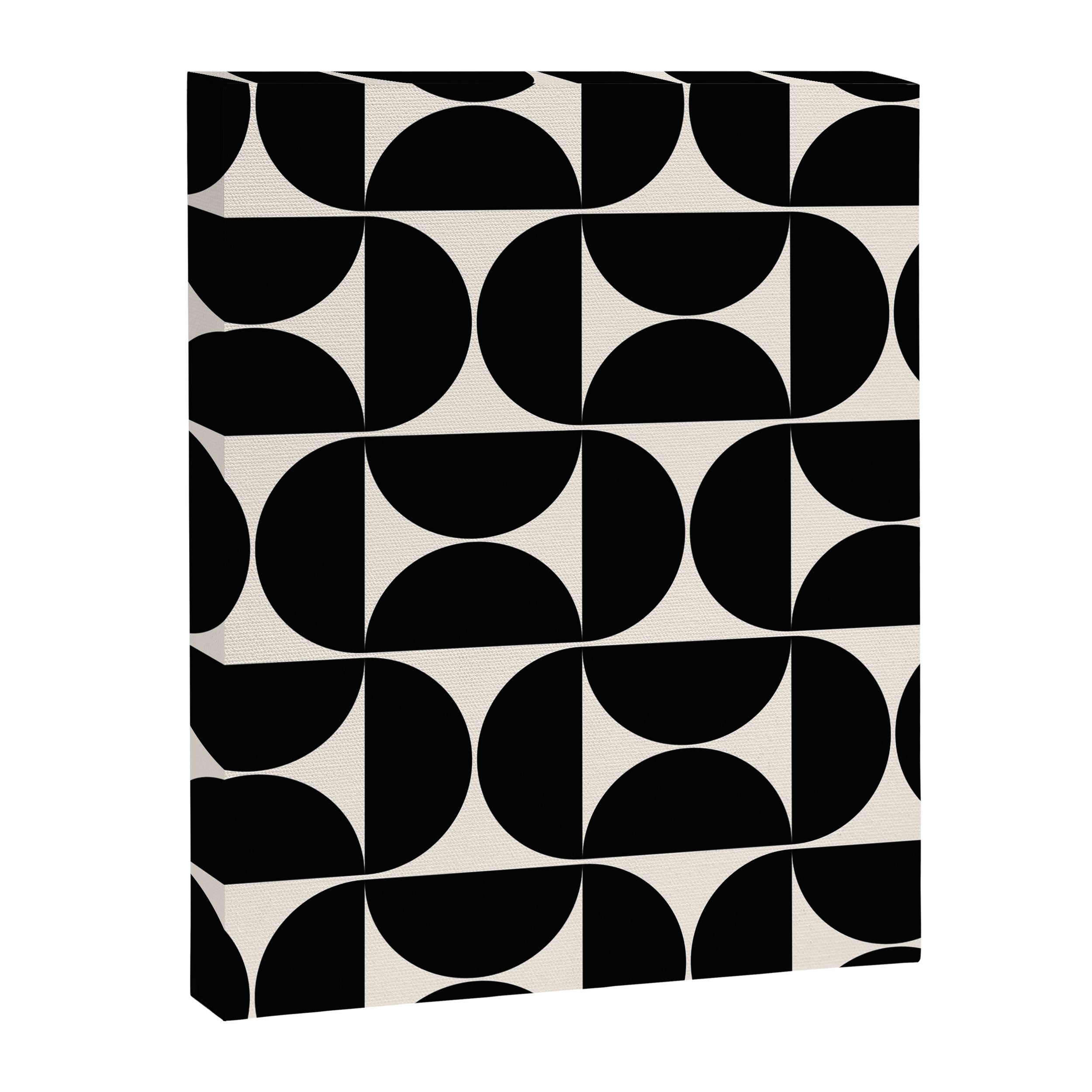 Mid Century Modern Abstract Pattern Black And Cream White Canvas Print Gallery Image 6