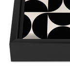 Mid Century Modern Abstract Pattern Black And Cream White Framed Canvas Print Gallery Image 3
