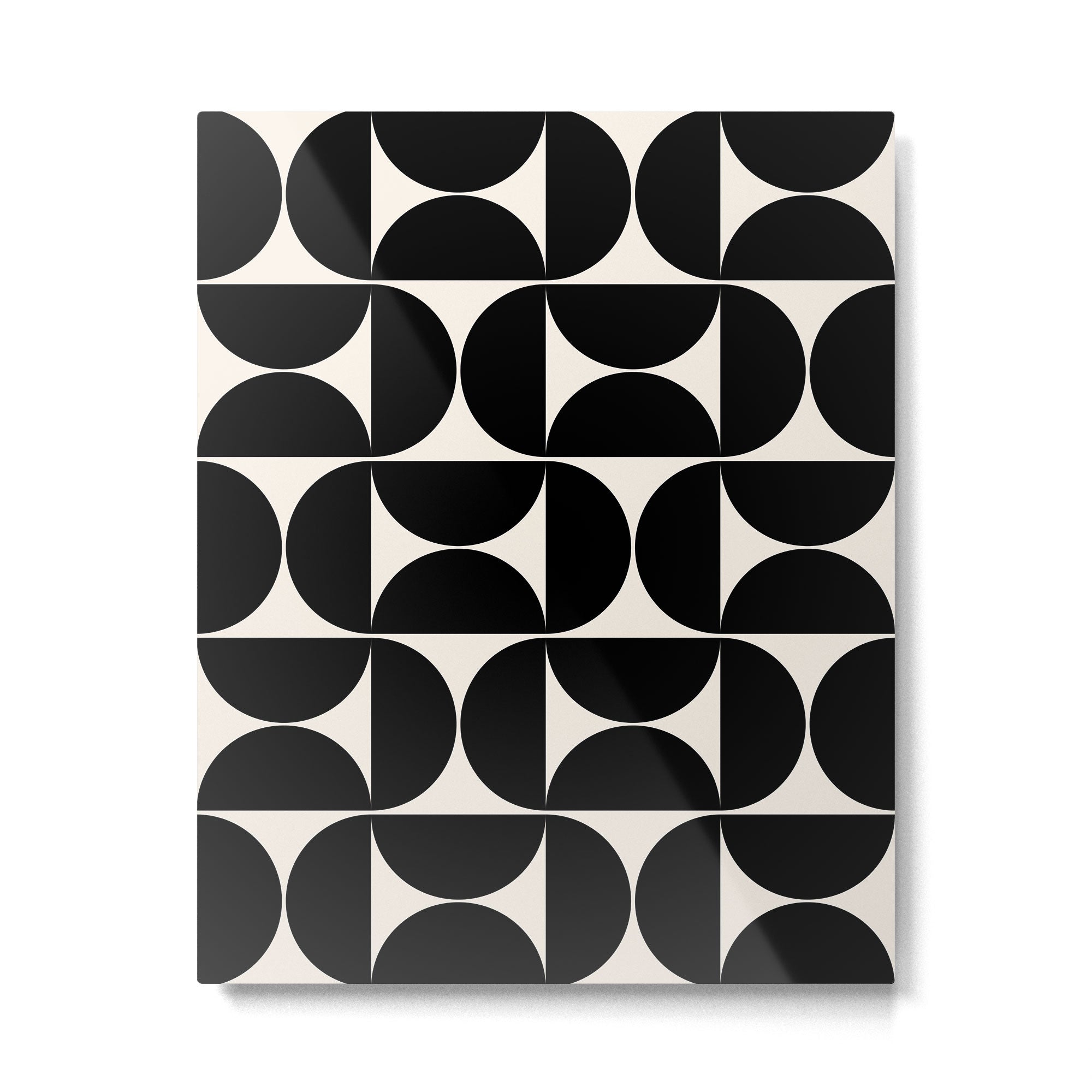 Mid Century Modern Abstract Pattern Black And Cream White Metal Print Gallery Image 4