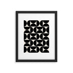Mid Century Modern Abstract Pattern Black And Cream White Framed Art Print Gallery Image 5