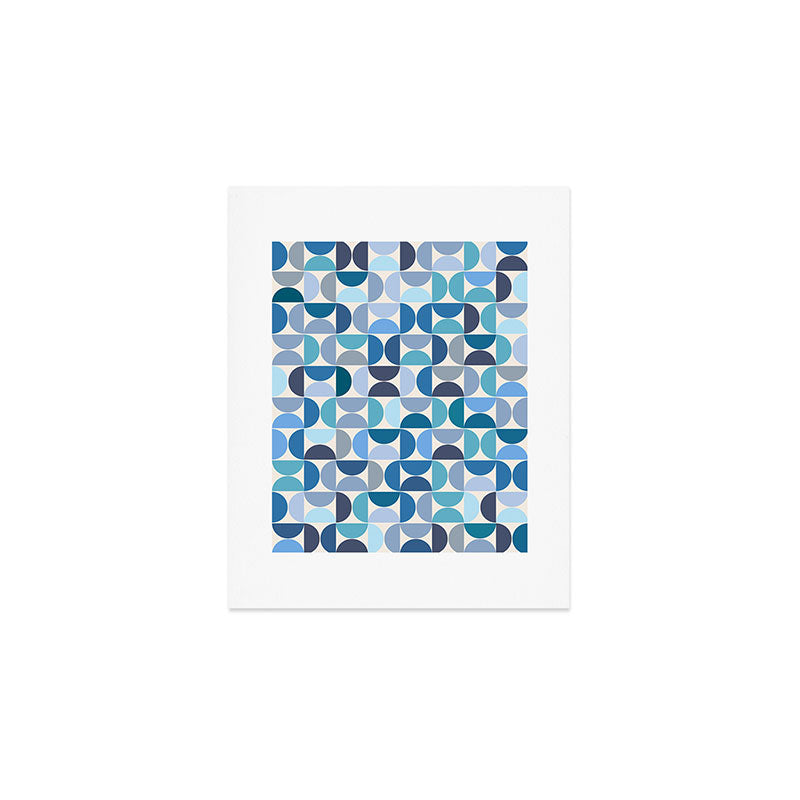 Mid Century Modern Pattern Blue Art Print Gallery Image 1