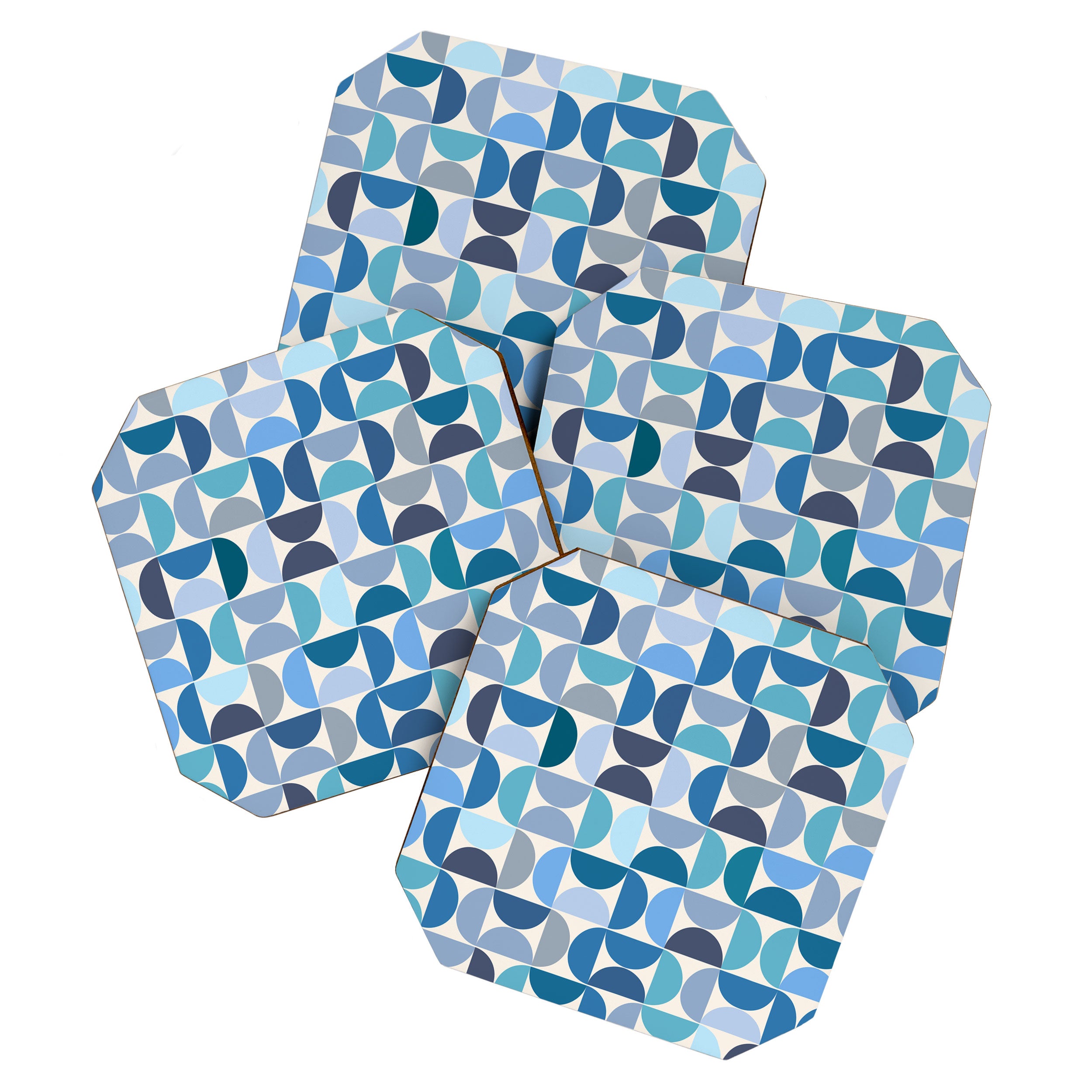 Mid Century Modern Pattern Blue Coaster Gallery Image 1