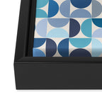 Mid Century Modern Pattern Blue Framed Canvas Print Gallery Image 3