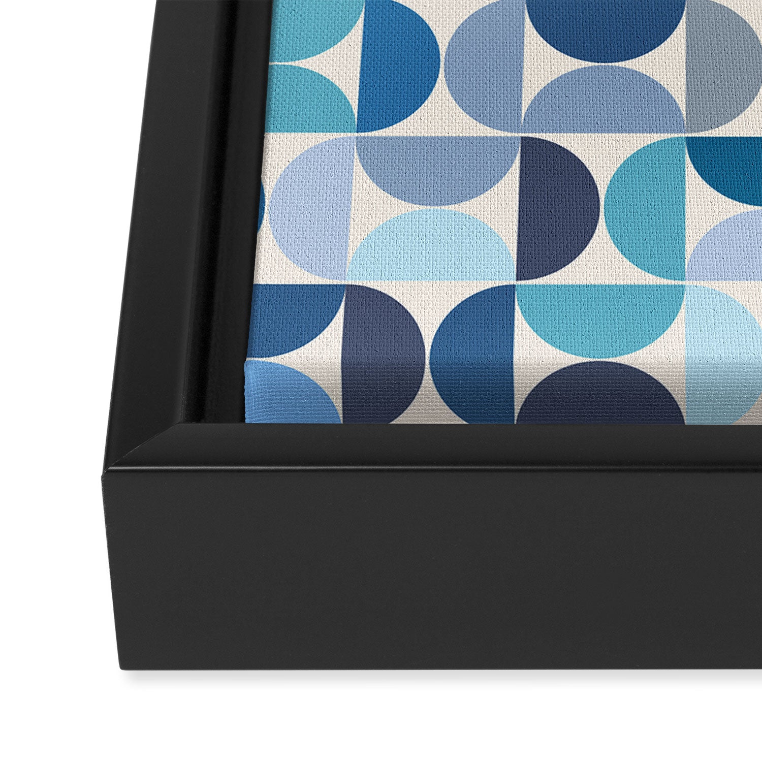 Mid Century Modern Pattern Blue Framed Canvas Print Gallery Image 3