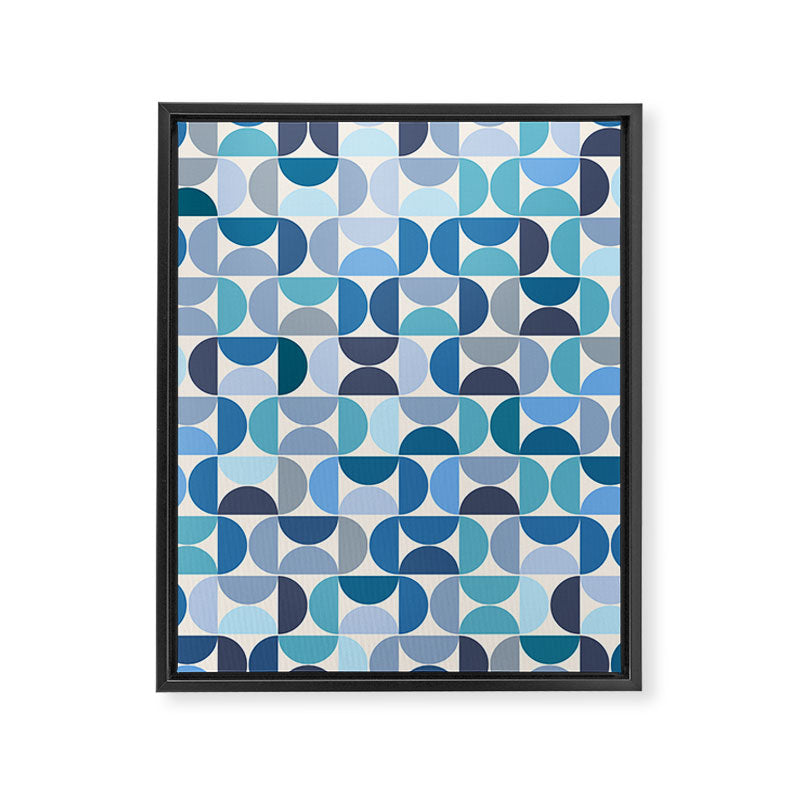 Mid Century Modern Pattern Blue Framed Canvas Print Gallery Image 6