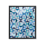 Mid Century Modern Pattern Blue Framed Canvas Print Gallery Image 6