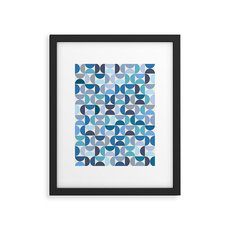 Mid Century Modern Pattern Blue Framed Art Print Gallery Image 5