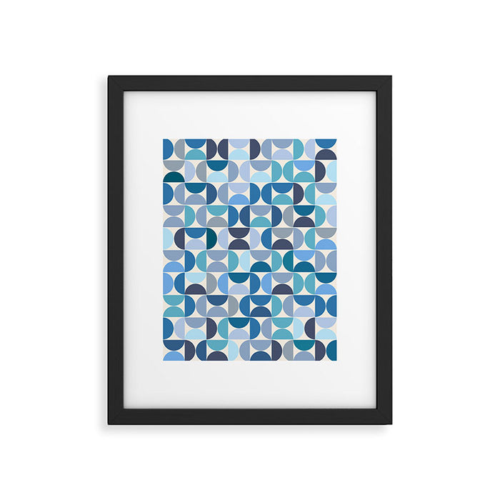 Mid Century Modern Pattern Blue Framed Art Print Gallery Image 1