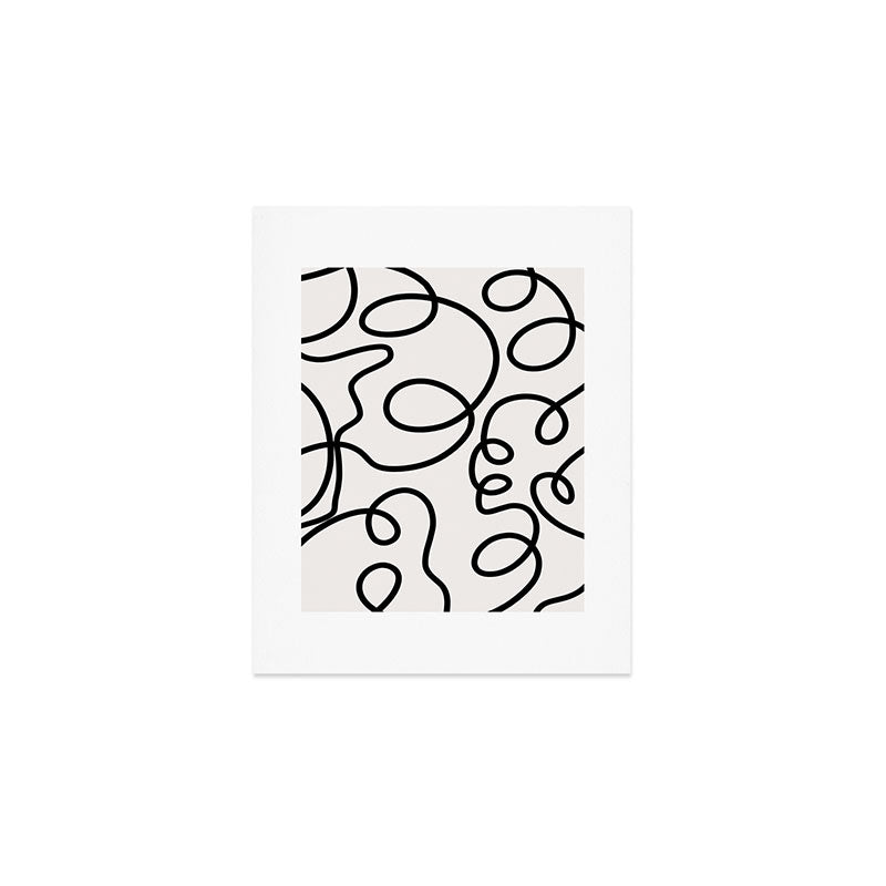 Mid Century Modern Print Black And White Abstract Wall Art Brush Strokes Lines Shapes Abstract Decor Art Print Gallery Image 1