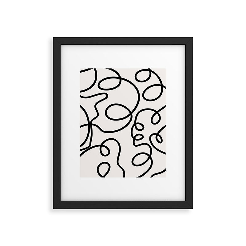 Mid Century Modern Print Black And White Abstract Wall Art Brush Strokes Lines Shapes Abstract Decor Framed Art Print Gallery Image 6