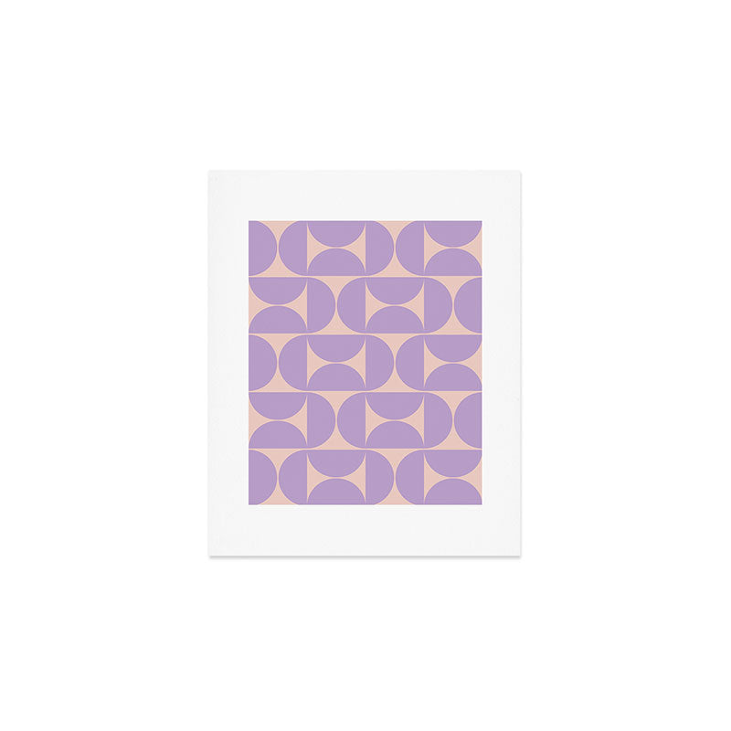 Mid Century Modern Retro Pattern In Lavender Art Print Gallery Image 1