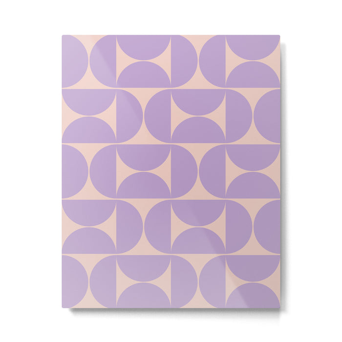 Mid Century Modern Retro Pattern In Lavender Metal Print Gallery Image 1