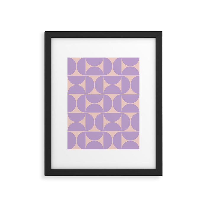 Mid Century Modern Retro Pattern In Lavender Framed Art Print Gallery Image 1