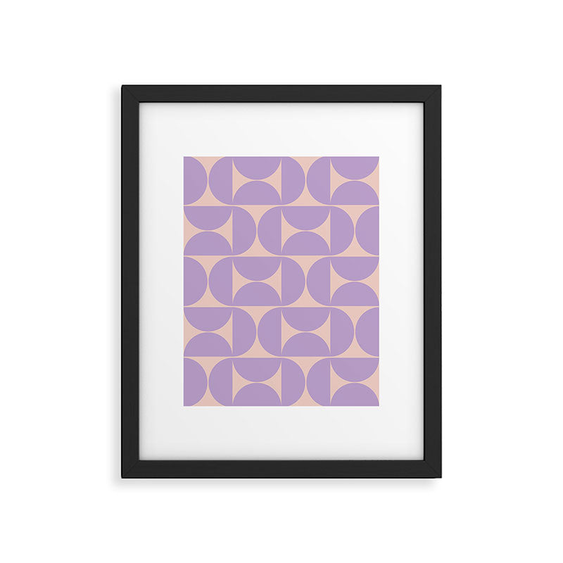 Mid Century Modern Retro Pattern In Lavender Framed Art Print Gallery Image 5