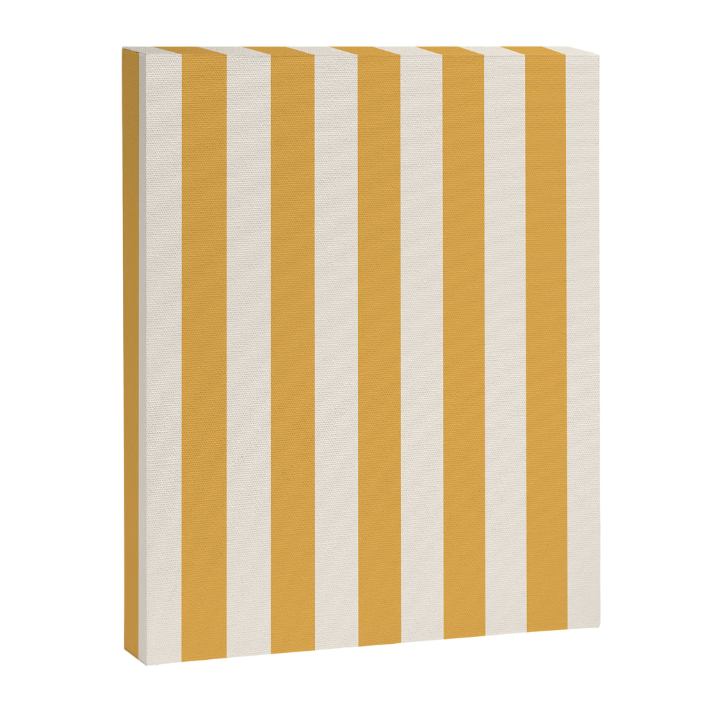 Mustard Yellow And Cream White Vertical Stripes Canvas Print Gallery Image 6