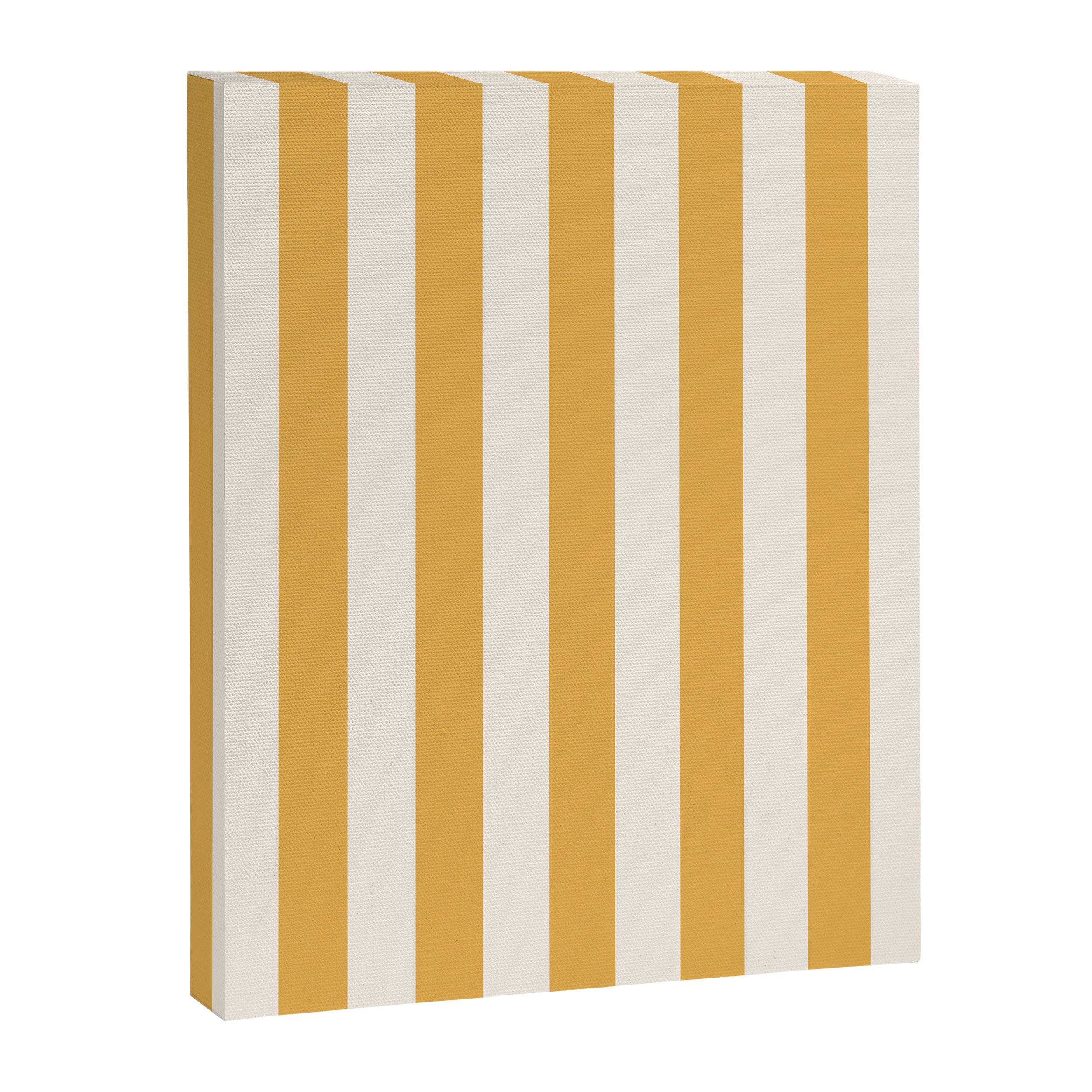Mustard Yellow And Cream White Vertical Stripes Canvas Print Gallery Image 6