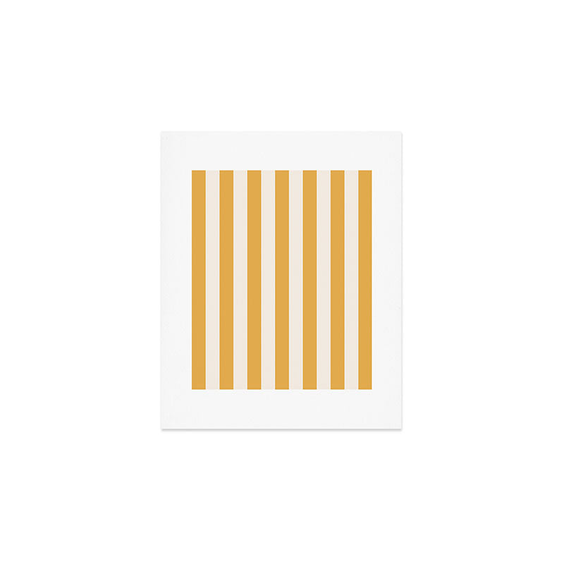 Mustard Yellow And Cream White Vertical Stripes Art Print Gallery Image 1