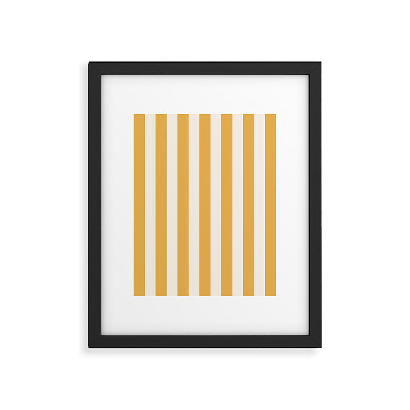 Mustard Yellow And Cream White Vertical Stripes Framed Art Print Gallery Image 5