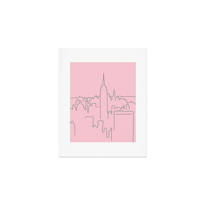 New York City Minimal Line Preppy Pink Art Print Gallery Image 1