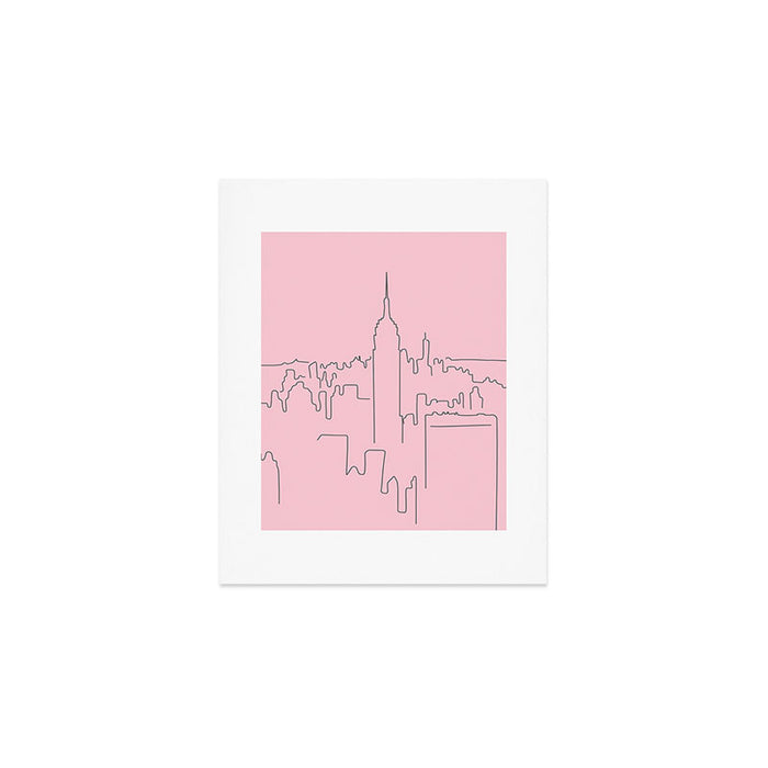 New York City Minimal Line Preppy Pink Art Print Gallery Image 1