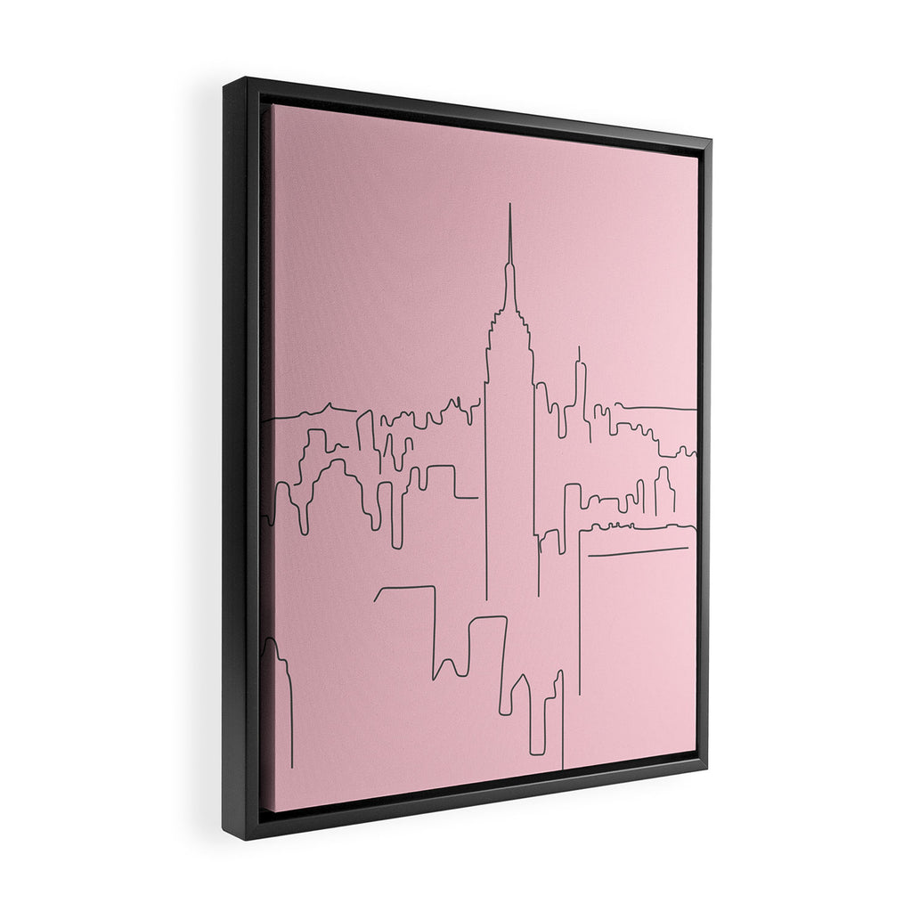 New York City Minimal Line Preppy Pink Framed Canvas Print Gallery Image 2