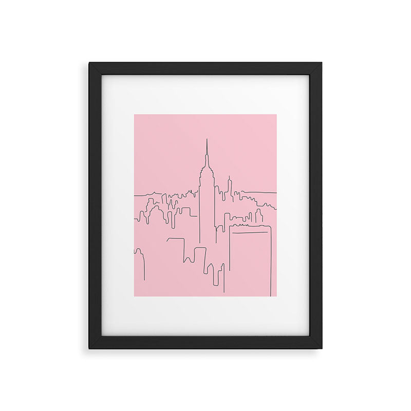 New York City Minimal Line Preppy Pink Framed Art Print Gallery Image 5