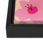 Orange And Pink Retro Floral Framed Canvas Print Gallery Image 3