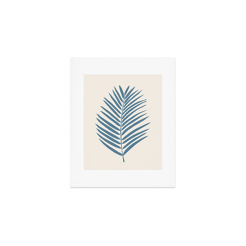 Palm Leaf Blue And Cream Art Print Gallery Image 1