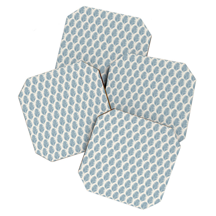 Palm Leaf Blue And Cream Coaster Gallery Image 1