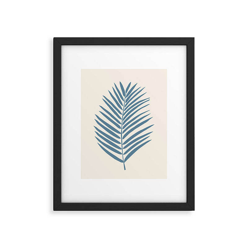 Palm Leaf Blue And Cream Framed Art Print Gallery Image 5