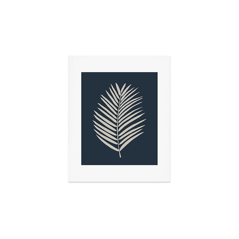Palm Leaf Navy Blue And Cream Art Print Gallery Image 1
