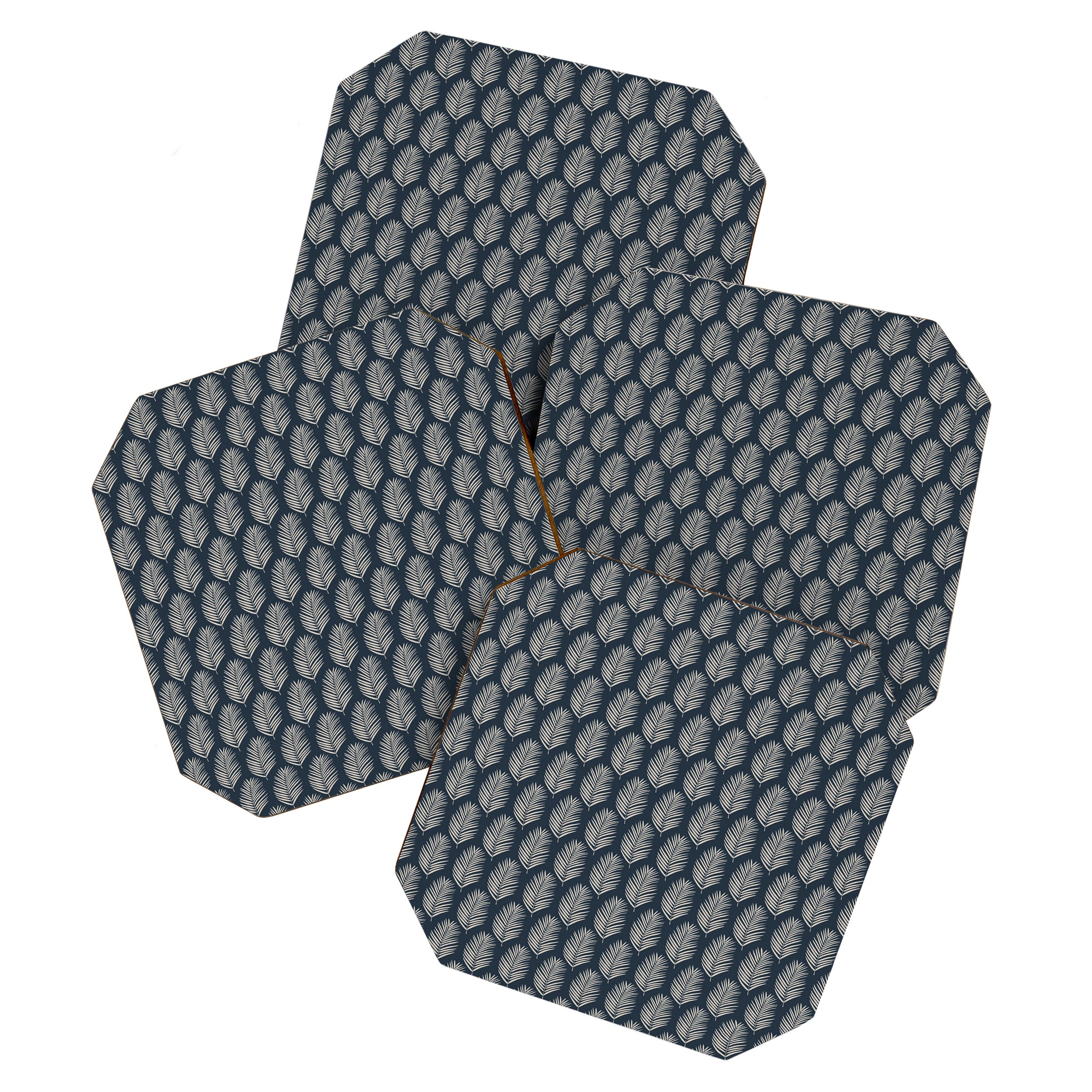 Palm Leaf Navy Blue And Cream Coaster Gallery Image 1