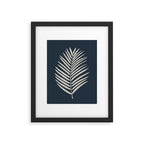 Palm Leaf Navy Blue And Cream Framed Art Print Gallery Image 5
