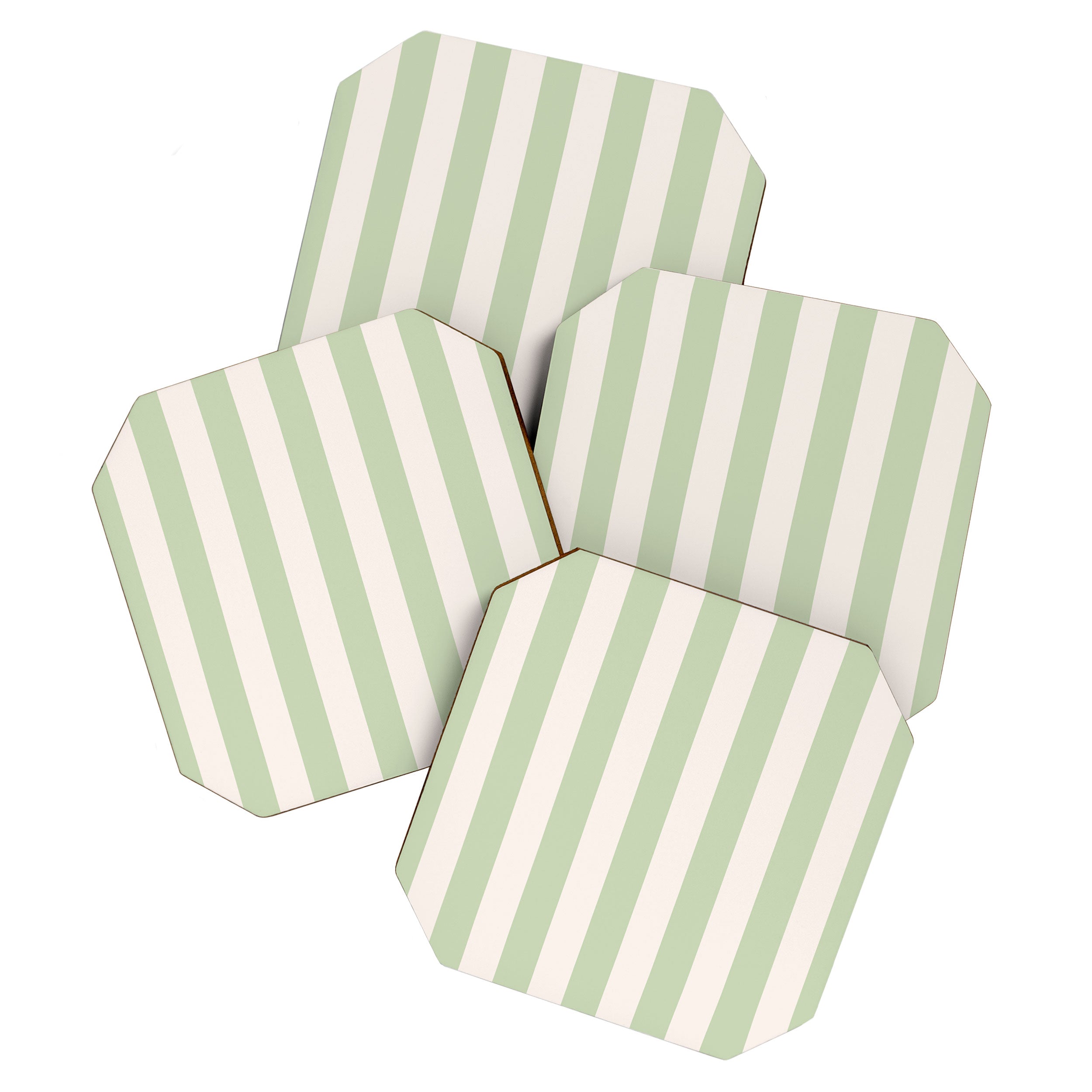 Pastel Green Vertical Stripes Coaster Gallery Image 1
