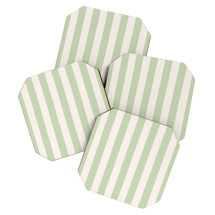 Pastel Green Vertical Stripes Coaster Gallery Image 1