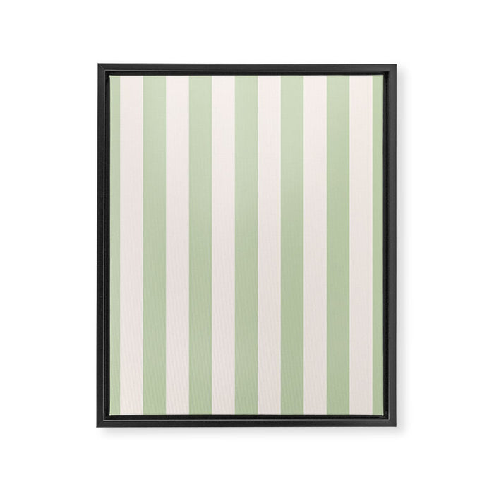 Pastel Green Vertical Stripes Framed Canvas Print Gallery Image 1