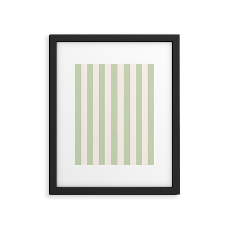Pastel Green Vertical Stripes Framed Art Print Gallery Image 4