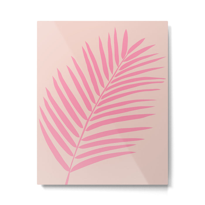 Pink And Blush Palm Leaf Metal Print Gallery Image 1
