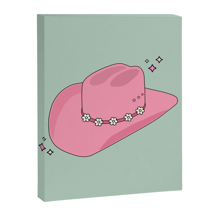 Pink And Green Colorful Cowboy Hat Canvas Print Gallery Image 1