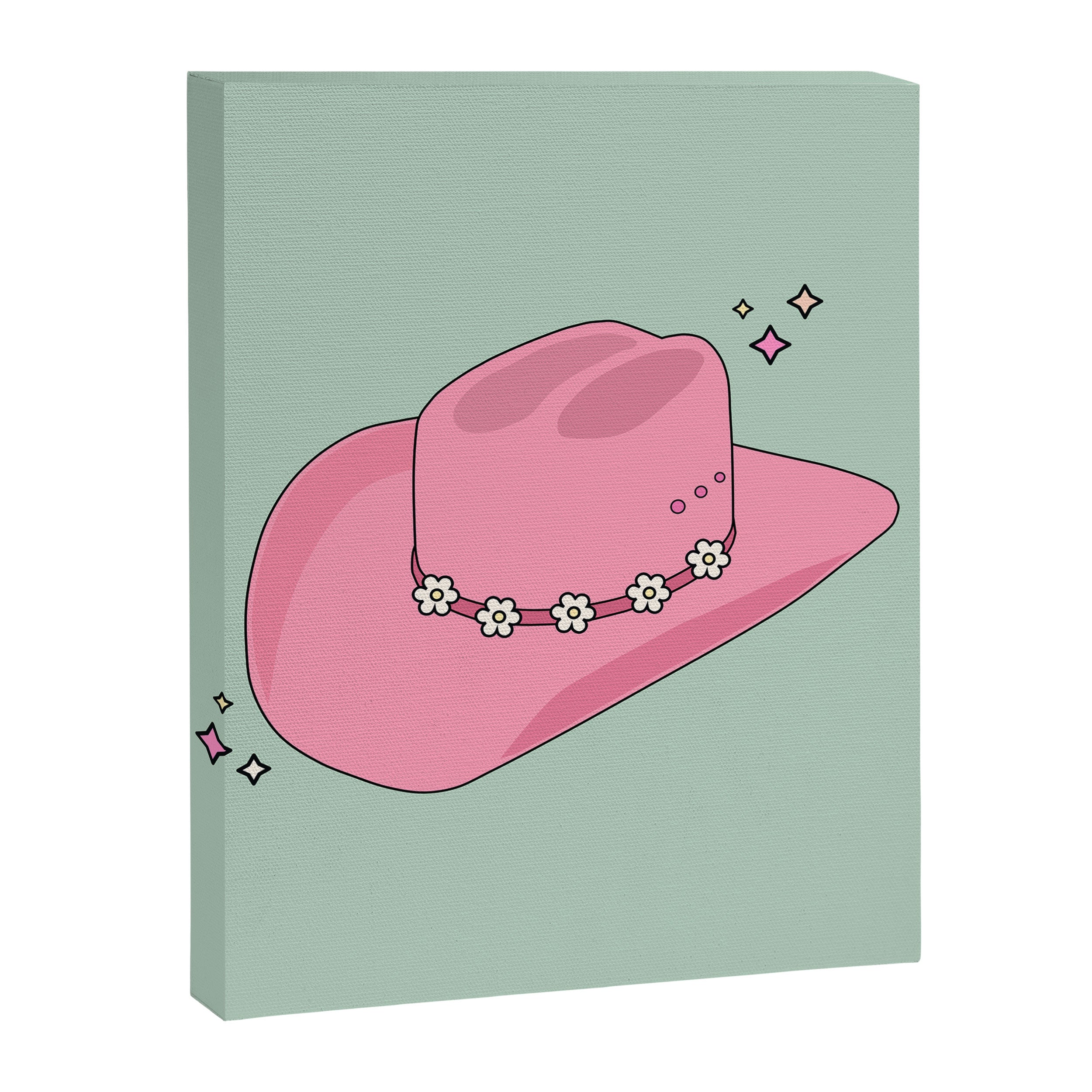 Pink And Green Colorful Cowboy Hat Canvas Print Gallery Image 6