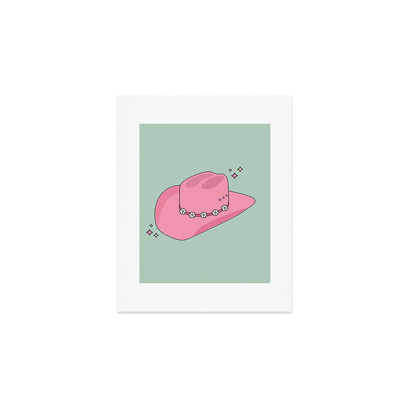Pink And Green Colorful Cowboy Hat Art Print Gallery Image 1