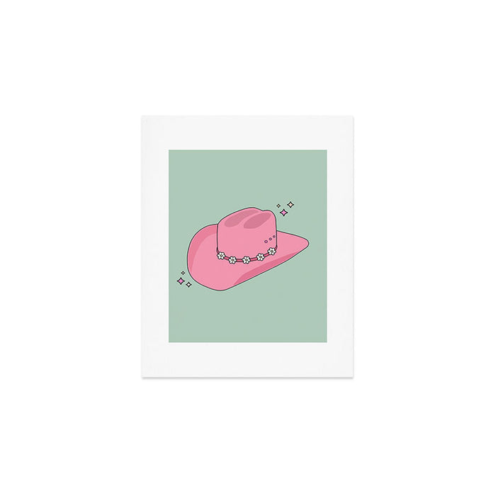 Pink And Green Colorful Cowboy Hat Art Print Gallery Image 1
