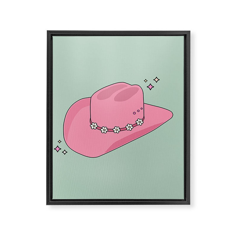 Pink And Green Colorful Cowboy Hat Framed Canvas Print Gallery Image 6