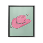 Pink And Green Colorful Cowboy Hat Framed Canvas Print Gallery Image 6