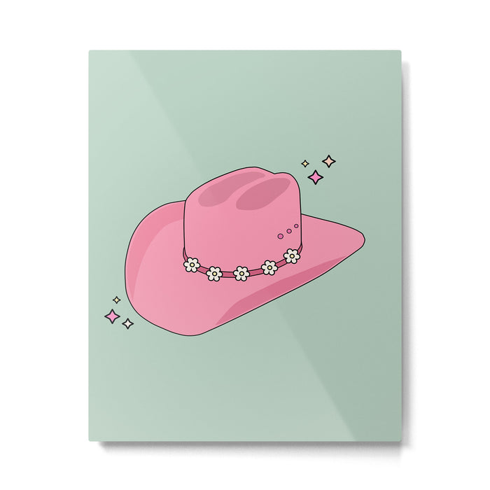 Pink And Green Colorful Cowboy Hat Metal Print Gallery Image 1